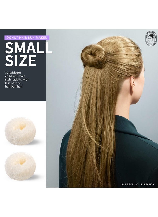 Teenitor Hair Bun Maker Set - 7 Hair Donut for Buns (1 Extra-Large, 2 Large, 2 Medium, 2 Small), 5 Elastic Bands, 20 Hair Pins, Cream White Color