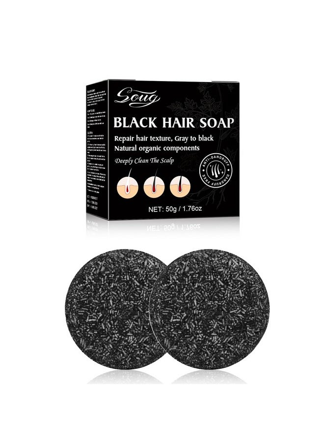 Gray Hair Reverse Bar, Black Soap for Grey Hair, Hair Darkening Soap-Deeply Nourishing Ingredients for Fast Black Hair (Black, 2)