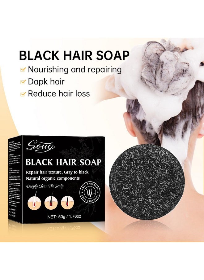 Gray Hair Reverse Bar, Black Soap for Grey Hair, Hair Darkening Soap-Deeply Nourishing Ingredients for Fast Black Hair (Black, 2)