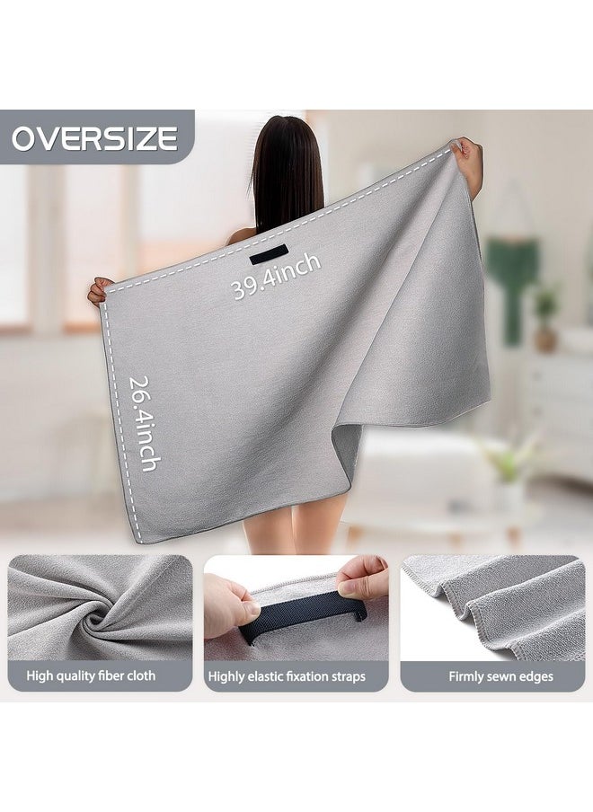 2 Pack Microfiber Hair Towel Wrap for Women - Hair Wrap Towels - Plopping Towel Curly Hair Turban Drying with Elastic Band, Thick, Super-Absorbent, Safe and Hygienic Without Odor (Gray & Pink)