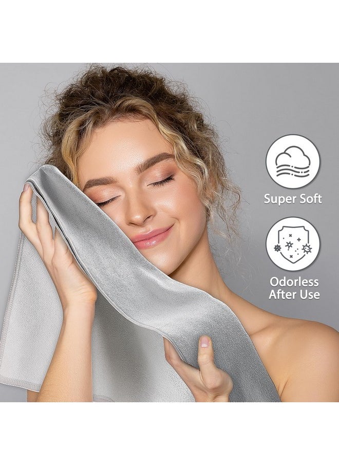 2 Pack Microfiber Hair Towel Wrap for Women - Hair Wrap Towels - Plopping Towel Curly Hair Turban Drying with Elastic Band, Thick, Super-Absorbent, Safe and Hygienic Without Odor (Gray & Pink)