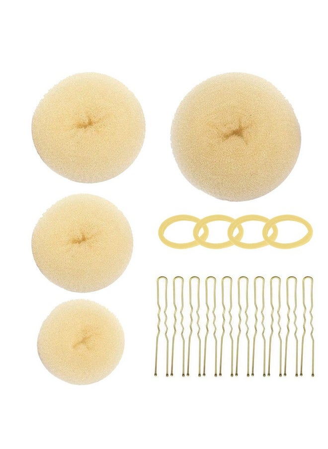 Hair Donut Bun Maker Magic Foam Sponge Hair Styling Tool for Women and Girls Easy DIY Large Bun Accessories Beige 4-Pack