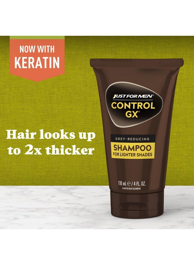 Just for Men Control GX Grey Reducing Shampoo for Lighter Shades of Hair, Blonde to Medium Brown, Gradual Hair Color with Keratin, 4 Fl Oz - Pack of 3 (Packaging May Vary)