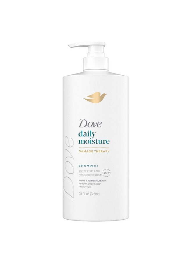 Dove Damage Therapy Shampoo Daily Moisture for Dry Hair with Bio-Protein Care Technology and Hyaluronic Serum 28 Fl Oz