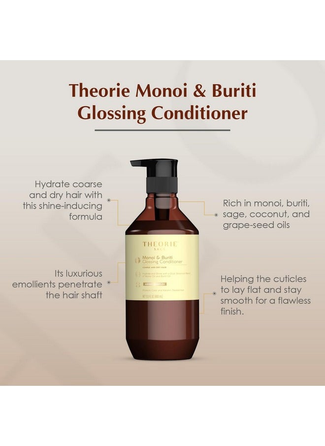 Theorie Monoi and Buriti Glossing Conditioner - Hydrate & Shine - Suited for Coarse and Dry Hair - Protects Color & Keratin Treated Hair, Pump Bottle 400mL