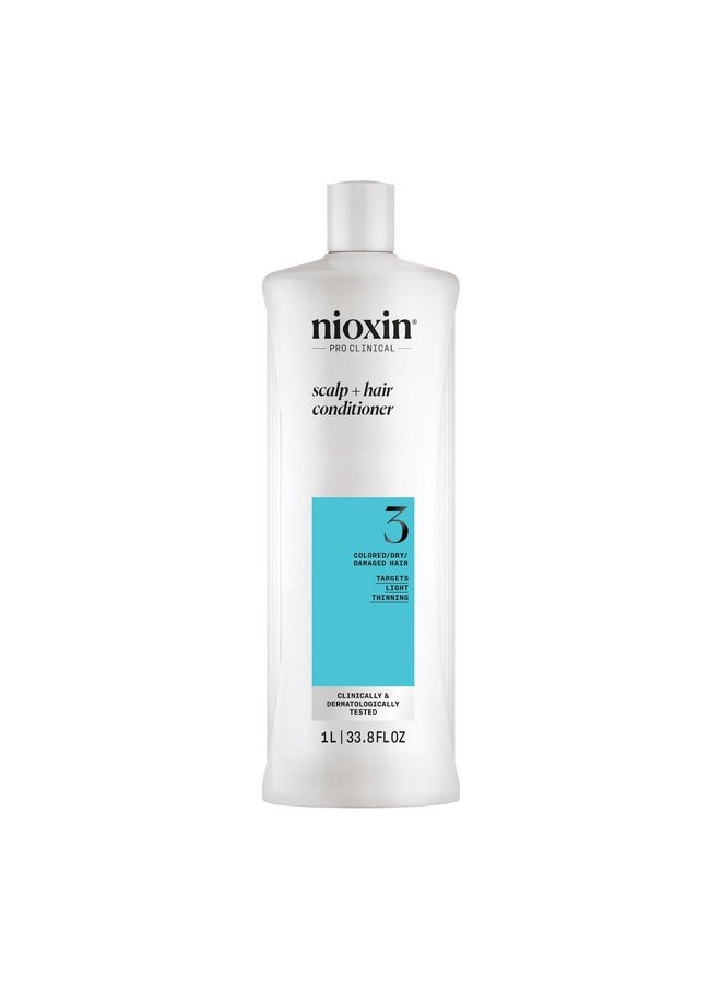 Nioxin System 3 Scalp + Hair Thickening Conditioner | For Colored, Dry, & Damaged Hair with Light Thinning | Maintain Vibrant Color | Strengthen & Nourish with Niacinamide & Biotin | 33.8 Fl Oz