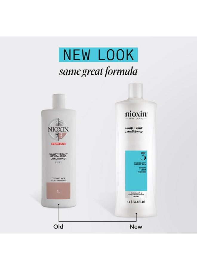 Nioxin System 3 Scalp + Hair Thickening Conditioner | For Colored, Dry, & Damaged Hair with Light Thinning | Maintain Vibrant Color | Strengthen & Nourish with Niacinamide & Biotin | 33.8 Fl Oz