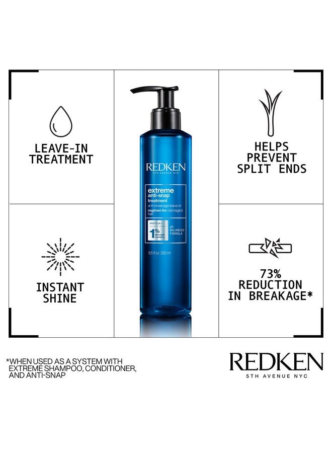 Redken Extreme Anti-Snap Anti-Breakage Leave-In Treatment For Distressed Hair - Fortifies & Helps Reduce Breakage, Infused With Proteins