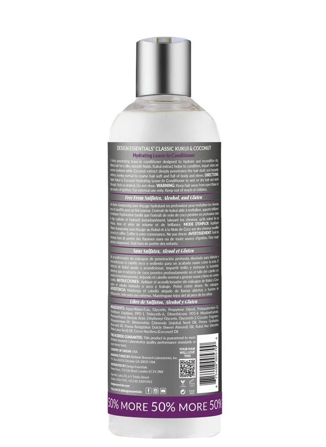 Design Essentials Kukui And Coconut Hydrating Leave-In Conditioner Sulfate Free 340 g / 12 oz