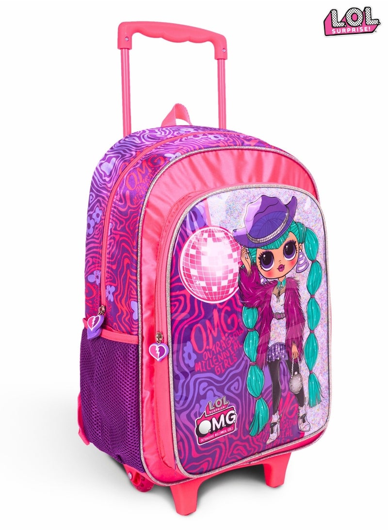 LOL OMG 5-in-1 Trolley School Bag Set - Ergonomic Backpack, Water Bottle, Lunch Box, Insulated Bag & Pencil Case, Lightweight & Durable, for Girls 6+, Perfect for School & Travel