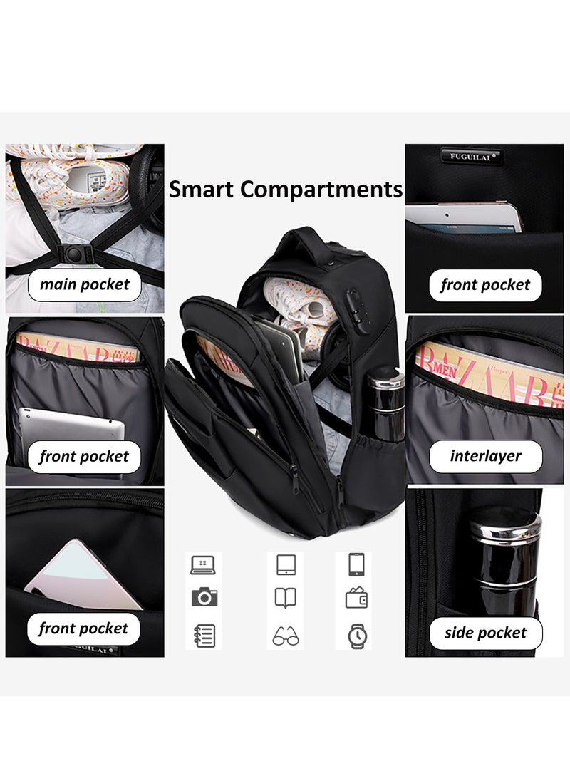 18 Inch Trolley Backpack, Carry-on Luggage Wheeled Laptop Business Travel Office Backpack Students Schoolbag, Water Resistant & Lockable &Hidden shoulder straps Rolling Backpack