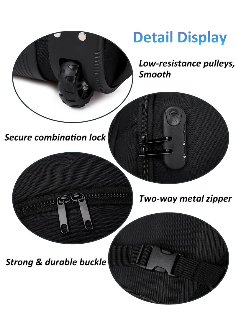 18 Inch Trolley Backpack, Carry-on Luggage Wheeled Laptop Business Travel Office Backpack Students Schoolbag, Water Resistant & Lockable &Hidden shoulder straps Rolling Backpack