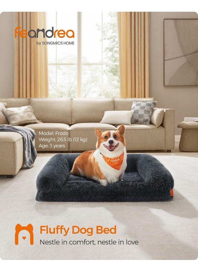Feandrea Orthopaedic Dog Sofa for Medium Dogs, Waterproof Ped Bed with Removable Washable Cover, 30 x 23 x 9 Inches, Dark Gray UPGW231G02