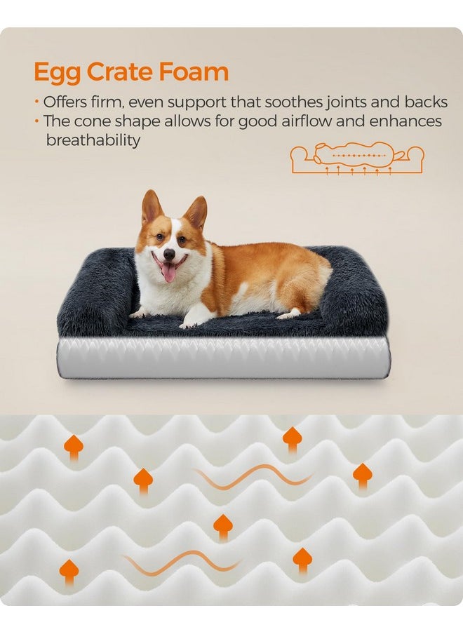 Feandrea Orthopaedic Dog Sofa for Medium Dogs, Waterproof Ped Bed with Removable Washable Cover, 30 x 23 x 9 Inches, Dark Gray UPGW231G02