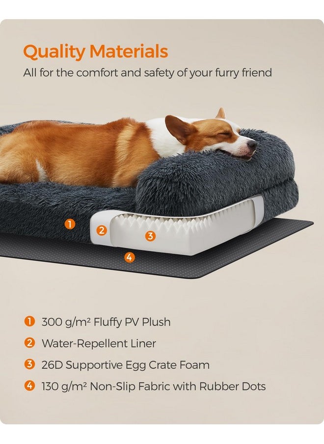 Feandrea Orthopaedic Dog Sofa for Medium Dogs, Waterproof Ped Bed with Removable Washable Cover, 30 x 23 x 9 Inches, Dark Gray UPGW231G02