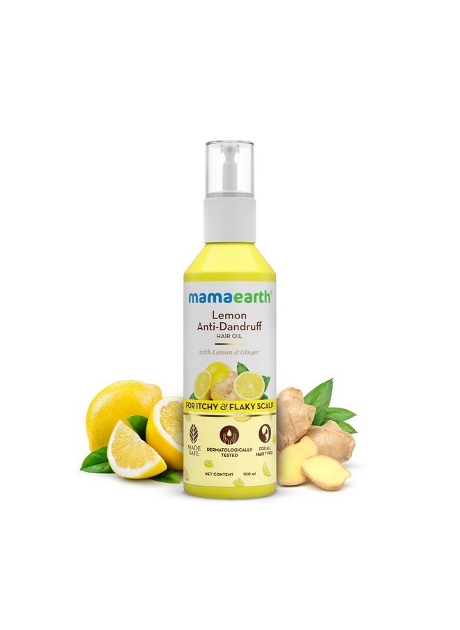 Lemon Anti-Dandruff Hair Oil For Flaky Scalp 100Ml|Scalp Irritation Relief|Nourishes Scalp & Hair|Contains Lemon, Ginger, Apiscalp (Clinically Proven), Svetakutaja Oil, Neem, Salicylic Acid