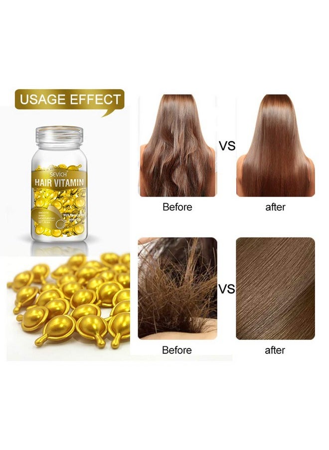 SEVICH Gold Hair Growth Capsules with Moroccan & Jojoba Oils - 30 Caps | Frizz Control & Scalp Nourishment | Vitamin-Rich Serum for Thinning Hair