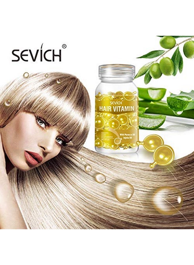 SEVICH Gold Hair Growth Capsules with Moroccan & Jojoba Oils - 30 Caps | Frizz Control & Scalp Nourishment | Vitamin-Rich Serum for Thinning Hair