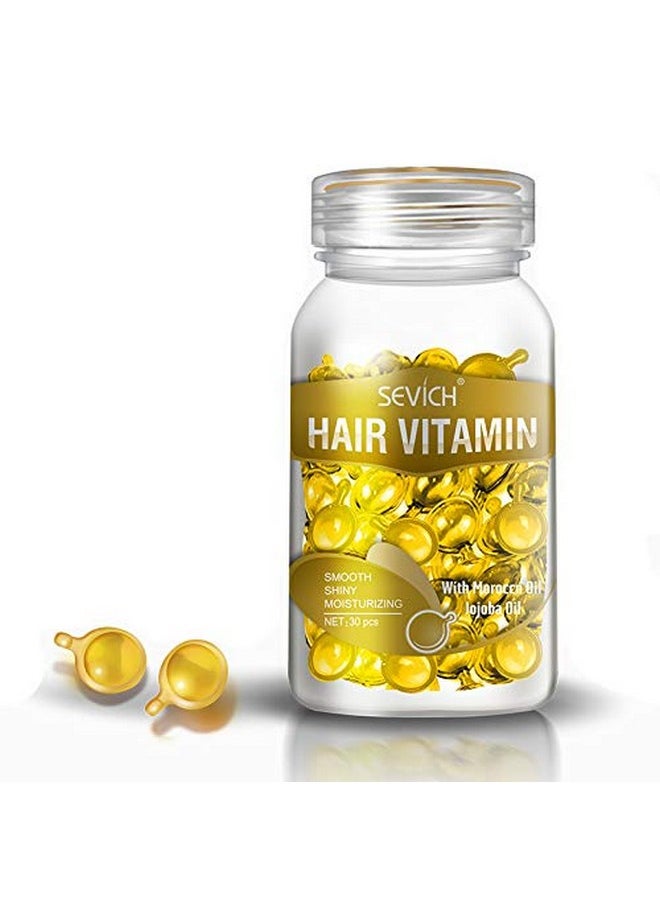 SEVICH Gold Hair Growth Capsules with Moroccan & Jojoba Oils - 30 Caps | Frizz Control & Scalp Nourishment | Vitamin-Rich Serum for Thinning Hair