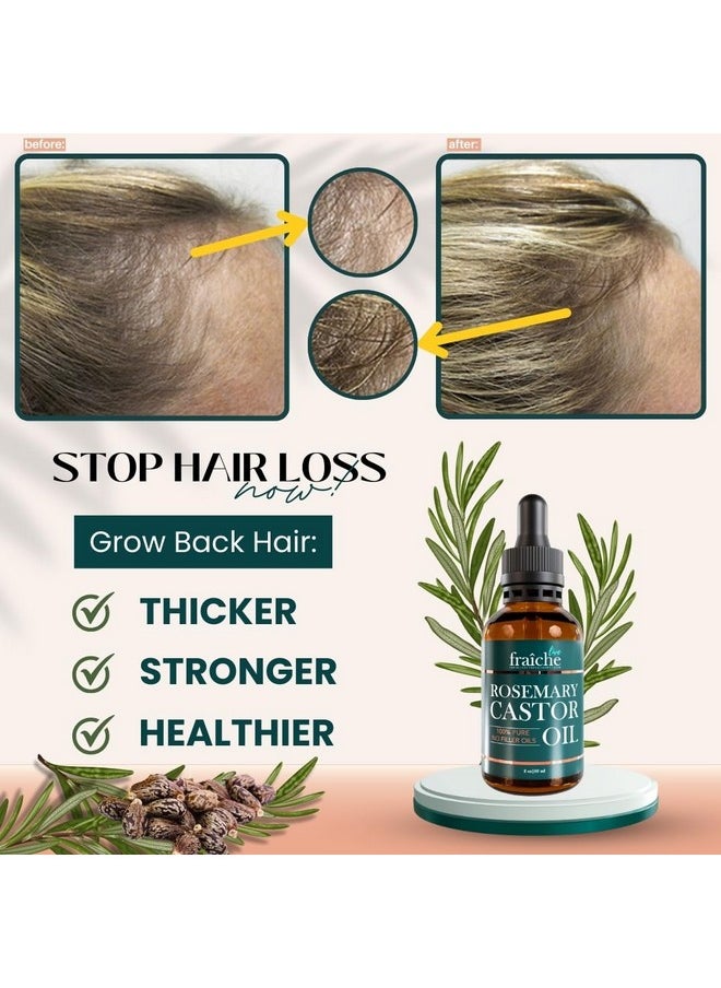 Live Fraiche Rosemary Oil for Hair Growth (2oz) with Cold Pressed Castor Oil Natural Hair Growth Oil - Rosemary and Castor Oil for Hair Growth -Strengthening Hair Oil for Damaged Hair and Hair Loss