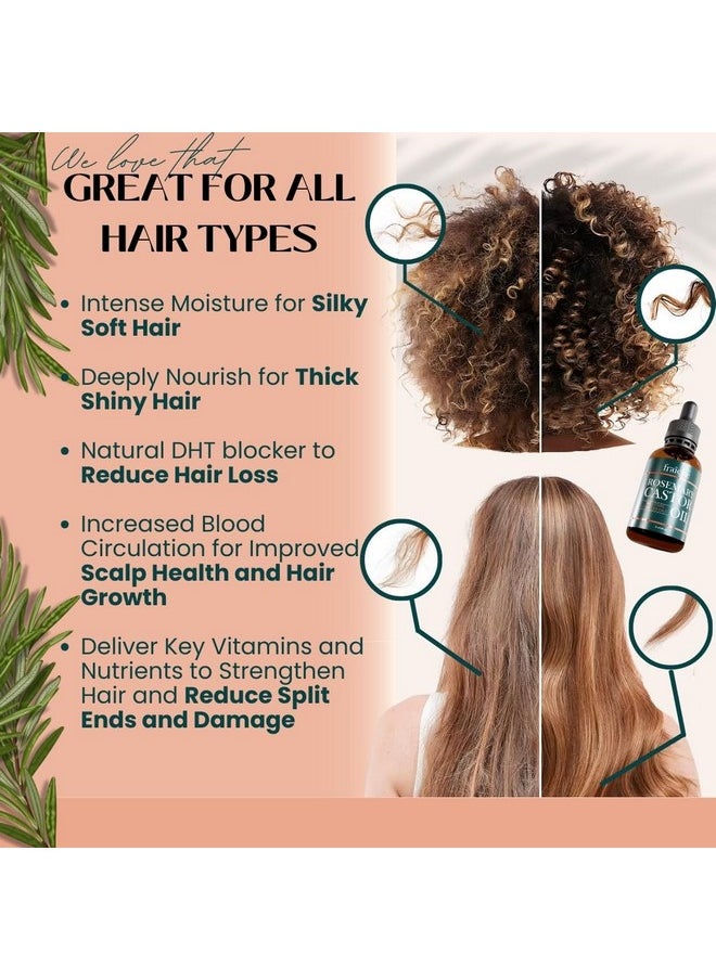 Live Fraiche Rosemary Oil for Hair Growth (2oz) with Cold Pressed Castor Oil Natural Hair Growth Oil - Rosemary and Castor Oil for Hair Growth -Strengthening Hair Oil for Damaged Hair and Hair Loss