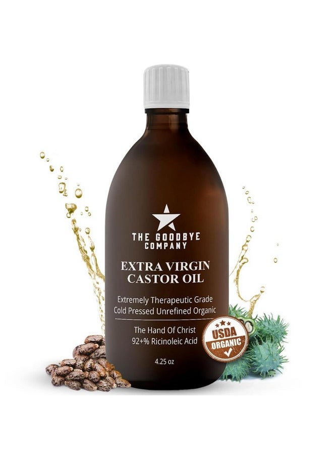The Goodbye Company Extra Virgin Castor Oil - 4.25oz - 100% Pure Castor Oil Cold Pressed Unrefined, Hexane-Free - For Healthy Natural Skin, Hair Growth and Eyelashes (120ml)