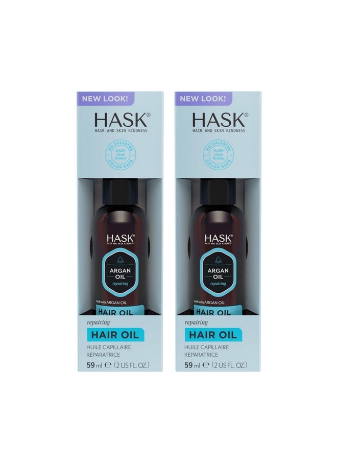 HASK ARGAN Repairing Hair Oil for shine and frizz control for all hair types, color safe, gluten free, sulfate free, paraben free - 2 Hair Oils