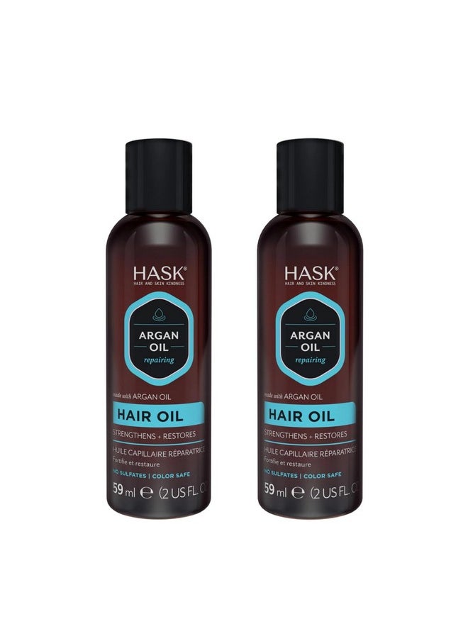 HASK ARGAN Repairing Hair Oil for shine and frizz control for all hair types, color safe, gluten free, sulfate free, paraben free - 2 Hair Oils