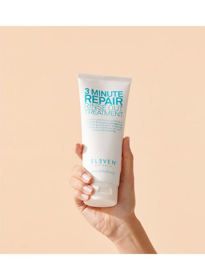 ELEVEN AUSTRALIA 3 Minute Repair Rinse Out Treatment - Deep Conditioning Hair Treatment, Strengthens & Restores Damaged Hair, Adds Shine, Reduces Breakage, Sulfate-Free & Paraben-Free - 6.8 Fl Oz