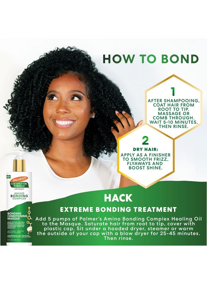Palmer's Amino Bonding Complex Hair Mask, Intense Conditioning Masque Pack with Coconut Oil & Vitamin E, Heat Protectant, Anti Frizz, Adds Shine, Protects Hair Growth, All Hair Types, 12 fl. oz bottle