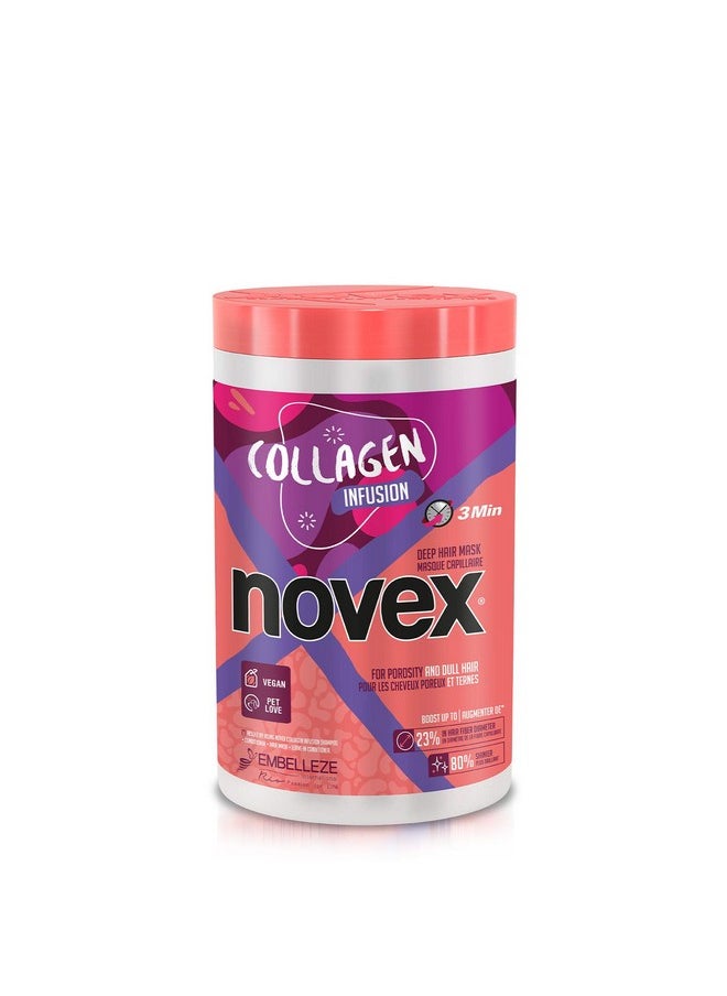 NOVEX Collagen Infusion Hair Mask for Stronger Thicker and Shinier Hair, 400g/14.1oz - Hair Conditioning Mask with Natural Ingredients, Vegan, Not Tested on Animals