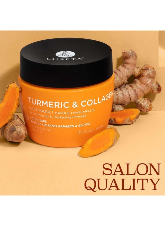 Luseta Turmeric & Collagen Hair Mask Thickening Hair Treatment for Thin and Oily Hair, Nourish Scalp, Frizz Control & Add Shine, Sulfate Free