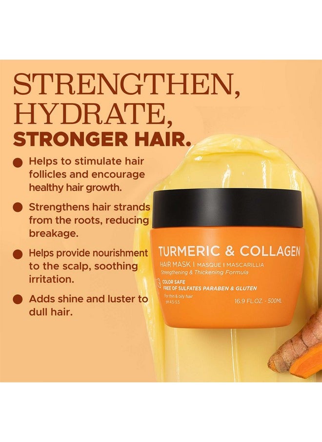 Luseta Turmeric & Collagen Hair Mask Thickening Hair Treatment for Thin and Oily Hair, Nourish Scalp, Frizz Control & Add Shine, Sulfate Free