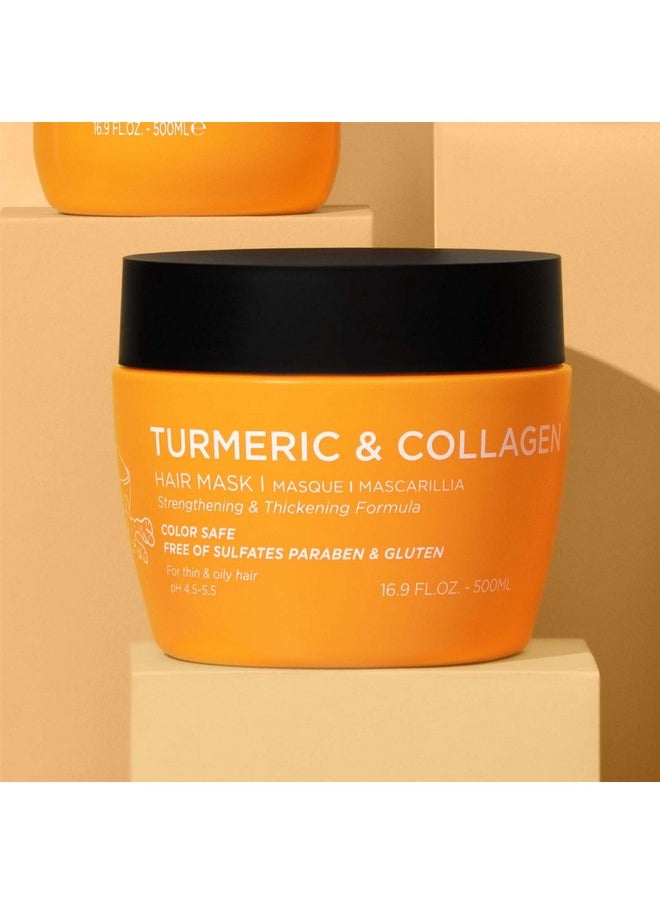 Luseta Turmeric & Collagen Hair Mask Thickening Hair Treatment for Thin and Oily Hair, Nourish Scalp, Frizz Control & Add Shine, Sulfate Free