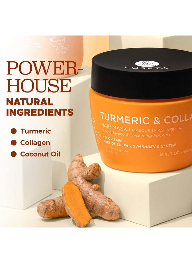 Luseta Turmeric & Collagen Hair Mask Thickening Hair Treatment for Thin and Oily Hair, Nourish Scalp, Frizz Control & Add Shine, Sulfate Free