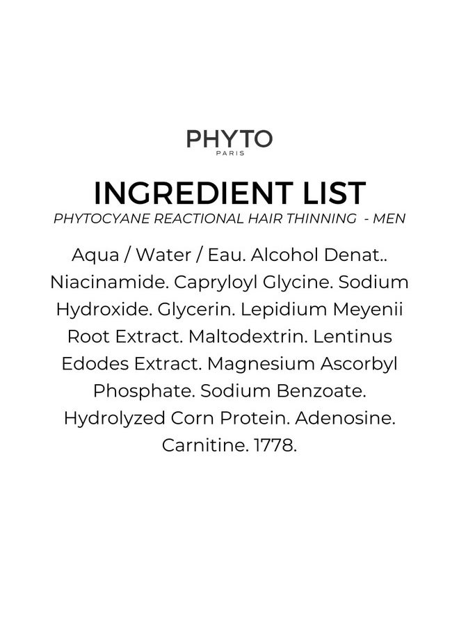 PHYTOCYANE Men Densifying Treatment for Progressive Hair Thinning, Double Efficiency Anti-Fall & Density, 12 Vials x 0.118 fl.oz. (1 month Supply)