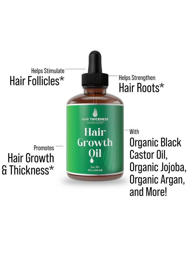 Hair Thickening and Moisturizing Serum - Vegan Scalp Treatment Oil for Women, Men with Dry, Frizzy, Weak Hair and Hair Loss. Peppermint, Wild Black Castor Oil, Unscented 2oz