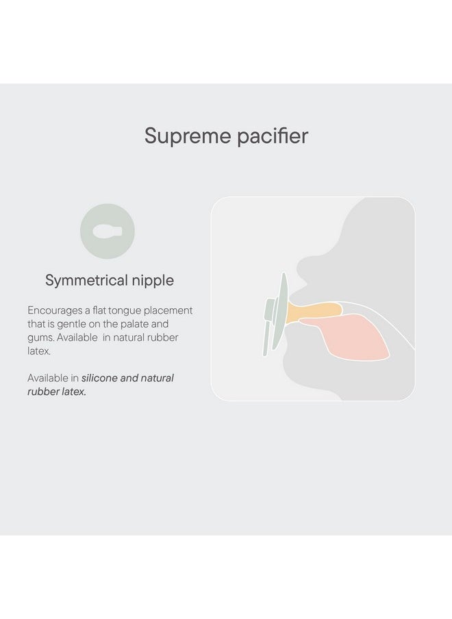 BIBS Supreme Baby Pacifier 2-Pack | Made in Denmark | BPA Free Dummy Soother, Symmetrical Nipple. Silicone, Size 1 (0-6 Months), Haze/Blossom