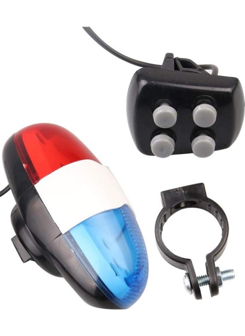 Practical Bicycle Police Front Light Warning Siren Cycling Electric Horn Bell With 6 LED