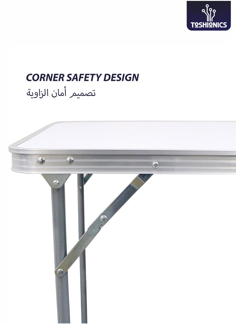 Folding Camping Table Aluminum Picnic Table with Handle Waterproof Tool-Free Setup Compact Portable and Lightweight Table for Home Indoor Use Balcony Picnic BBQ Party Beach Hiking 80x60 cm