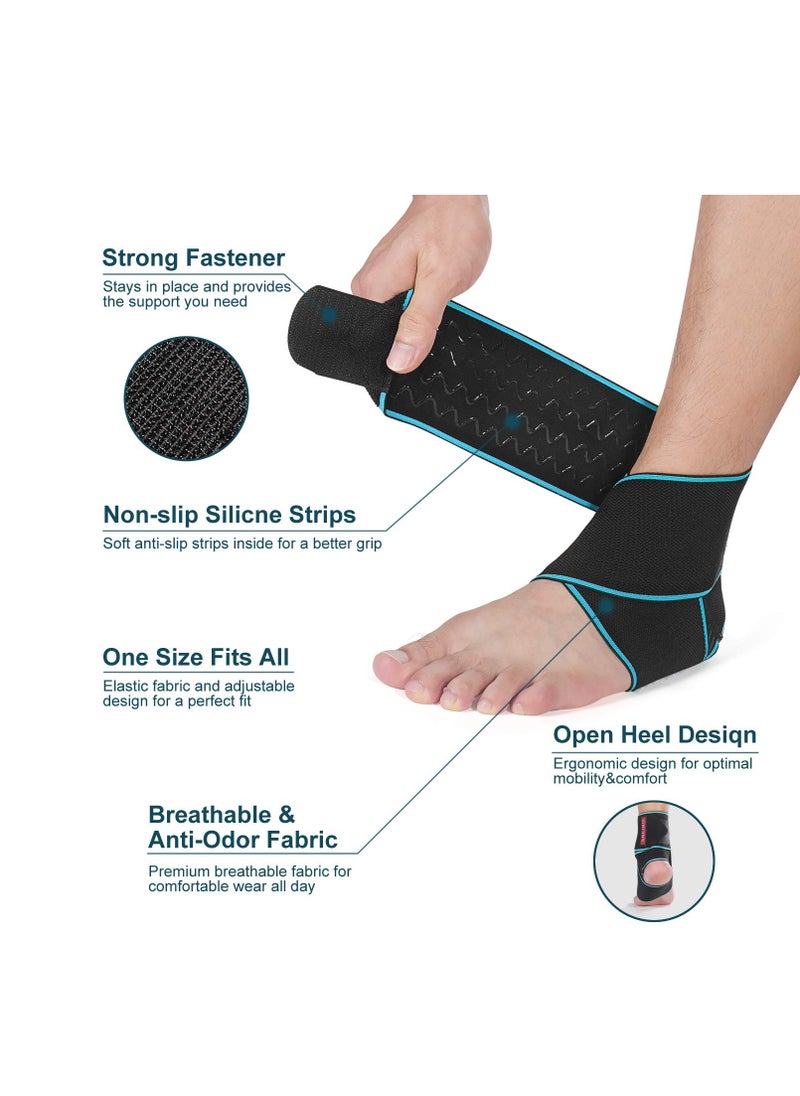 Ankle Support Brace, Breathable Ankle Wrap, Adjustable Compression Ankle Support Wrap Sleeve for Sprained Ankle, Stabilize Ligament, Sports, Against Chronic Ankle Strain Fatigue (1 Pair)