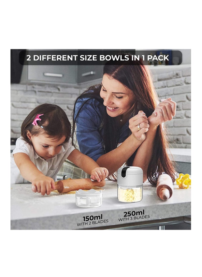 Electric Mini garlic chopper, Onion Ginger salad Pepper Nuts grinder, Portable Small Food Chopper for Garlic Onion Veggie, Dicing, Mincing, All in one food processor kitchen chopper masher (250ML)