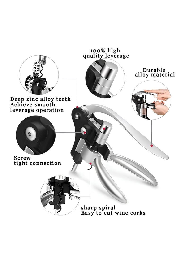 w i n e Corkscrew Opener Gift   Professional Corkscrews  w i n e Bottles, Reusable w i n e Bottle Opener for Men Women, Oenophiles, Bartenders, Servers, Bartenders, Lever w i n e Bottle Opener Silver