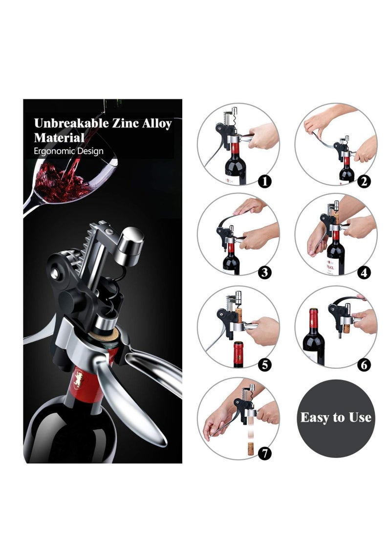 w i n e Corkscrew Opener Gift   Professional Corkscrews  w i n e Bottles, Reusable w i n e Bottle Opener for Men Women, Oenophiles, Bartenders, Servers, Bartenders, Lever w i n e Bottle Opener Silver