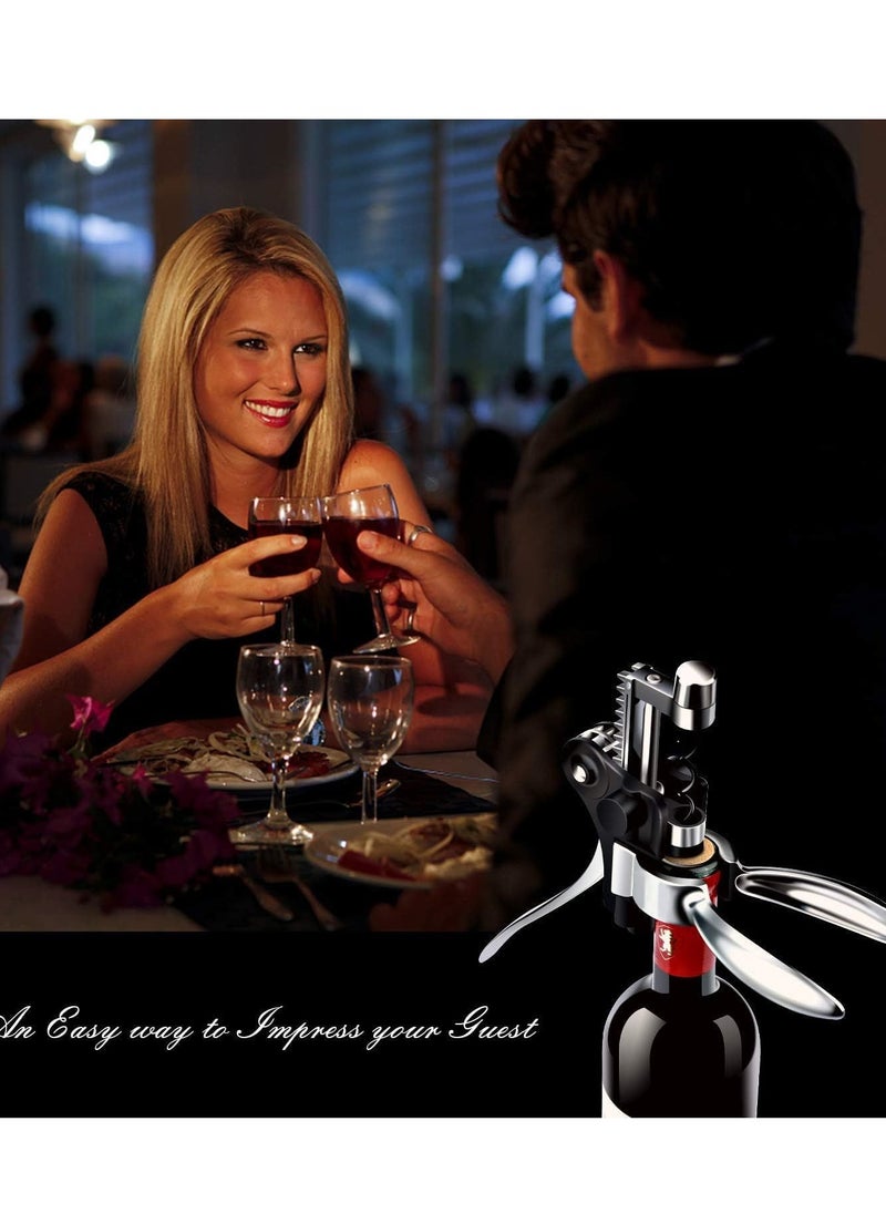 w i n e Corkscrew Opener Gift   Professional Corkscrews  w i n e Bottles, Reusable w i n e Bottle Opener for Men Women, Oenophiles, Bartenders, Servers, Bartenders, Lever w i n e Bottle Opener Silver