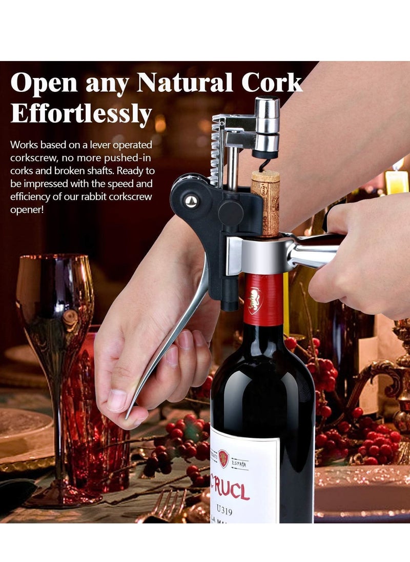 w i n e Corkscrew Opener Gift   Professional Corkscrews  w i n e Bottles, Reusable w i n e Bottle Opener for Men Women, Oenophiles, Bartenders, Servers, Bartenders, Lever w i n e Bottle Opener Silver