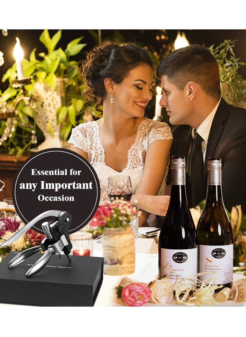w i n e Corkscrew Opener Gift   Professional Corkscrews  w i n e Bottles, Reusable w i n e Bottle Opener for Men Women, Oenophiles, Bartenders, Servers, Bartenders, Lever w i n e Bottle Opener Silver