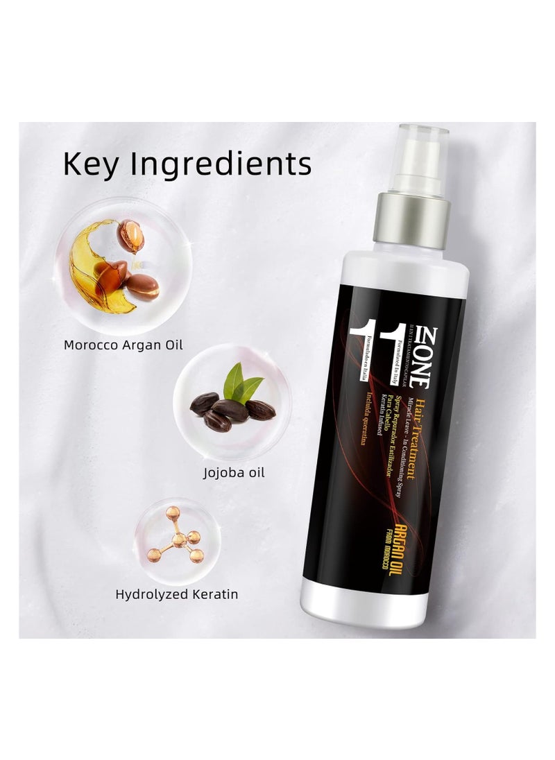 11 in 1 Almond Oil Moisture Leave In Conditioner, Detangler Spray, Argan oil Conditioning Cream Daily Hair Moisturizer, Stay In Conditioner, Keratin Cream Hair Serum for Frizzy, Dry Damaged Hair