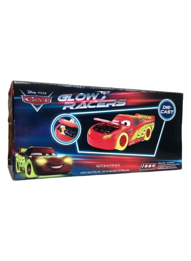 Jada Disney Pixar Cars Glow Racers Lightning McQueen Die-cast Car (1:24, Red)
