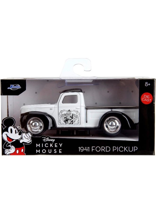 Jada Disney Mickey Mouse Steamboat Willie 1941 Ford Pickup Die-cast Truck (1:32, White/Black)